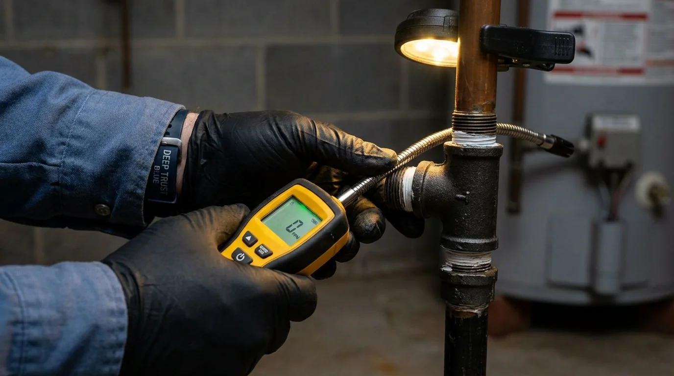 Gas leak detection with electronic sniffer by Johns Plumbing LLC in Langley