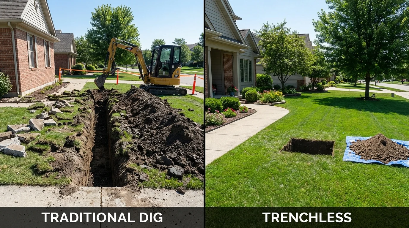 Trenchless sewer repair with minimal yard damage versus traditional excavation in Langley, SC